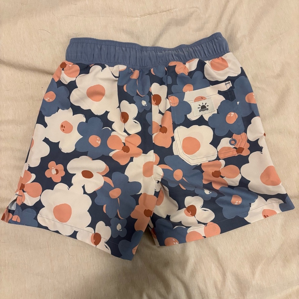 Little Co. Kids Floral Swim Trunks - Blue and Orange - Picture 4 of 4